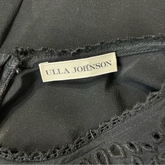 Ulla Johnson Oona Silk Eyelet Embroidered Dress in Raven Black Size 10 - Picture 9 of 11